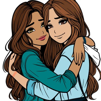 realistic girls hugging