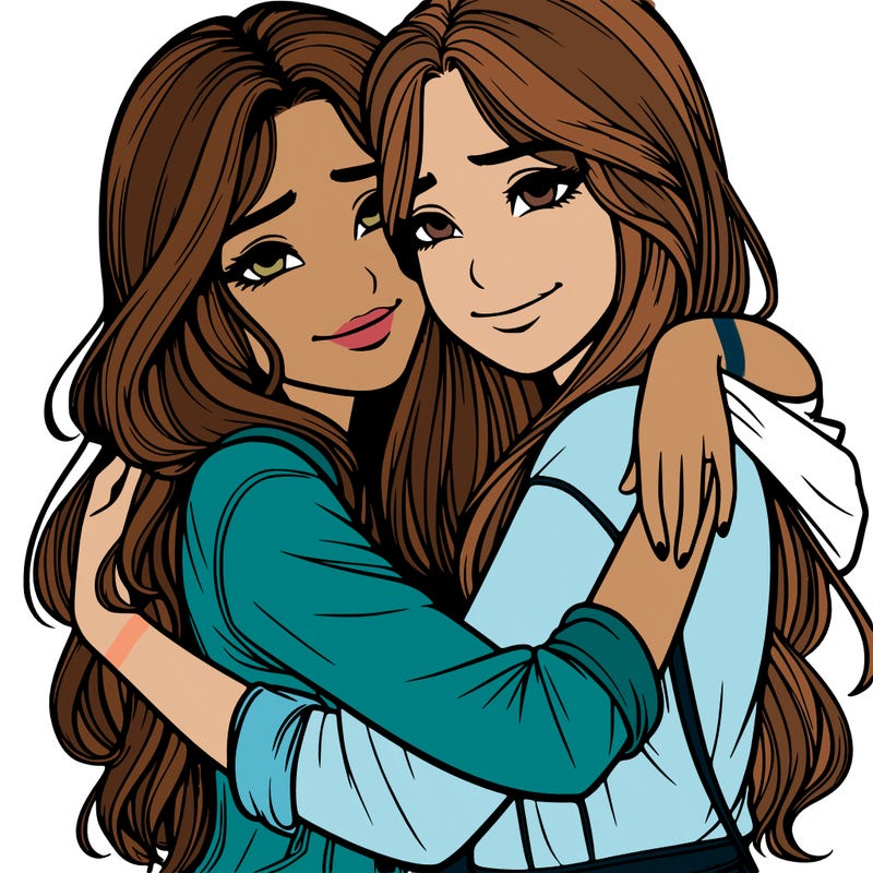 realistic girls hugging