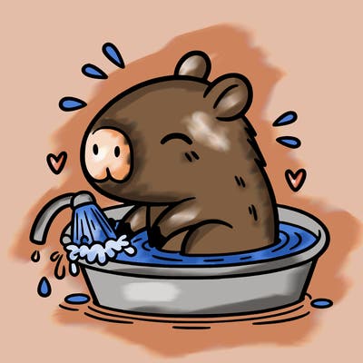 capybara taking a bath