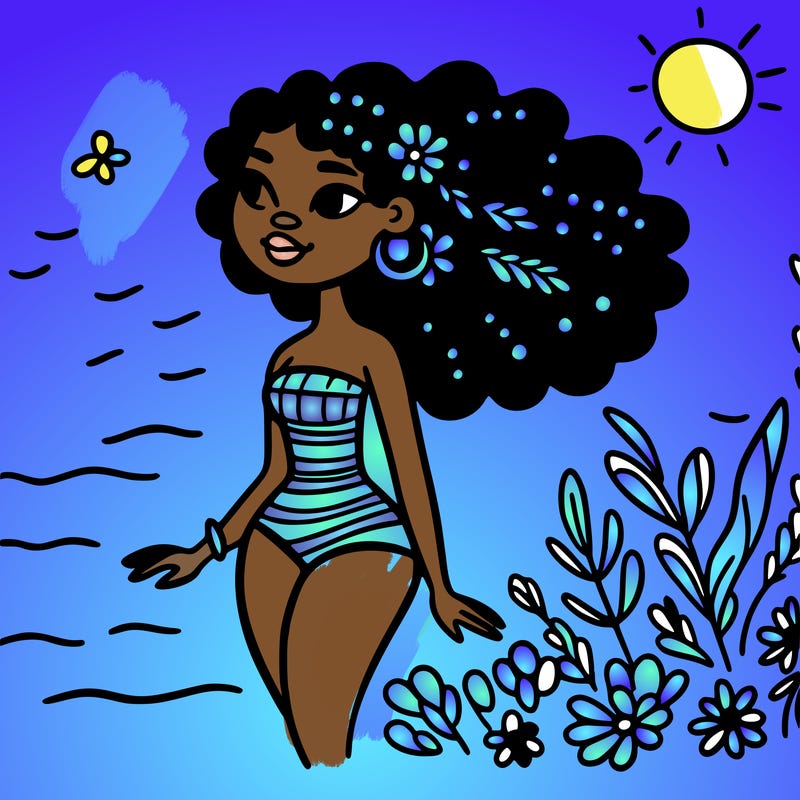 african woman in a swimsuit