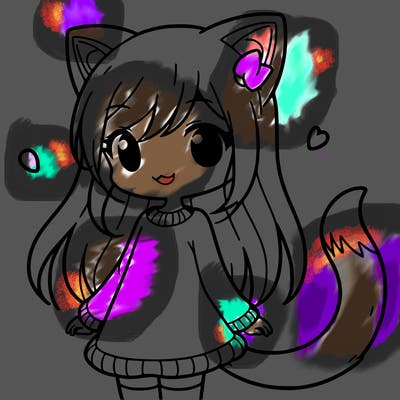 girl with cat ears and tail