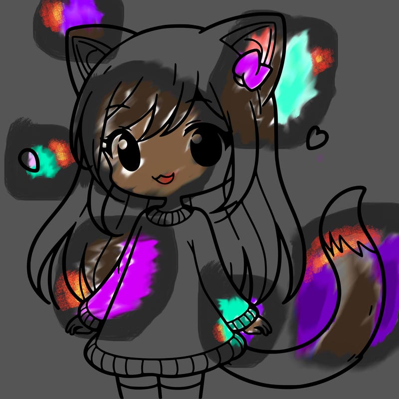 girl with cat ears and tail