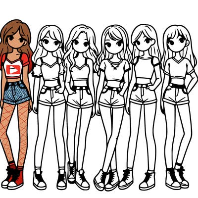 a group of girls wearing crop tops and shorts