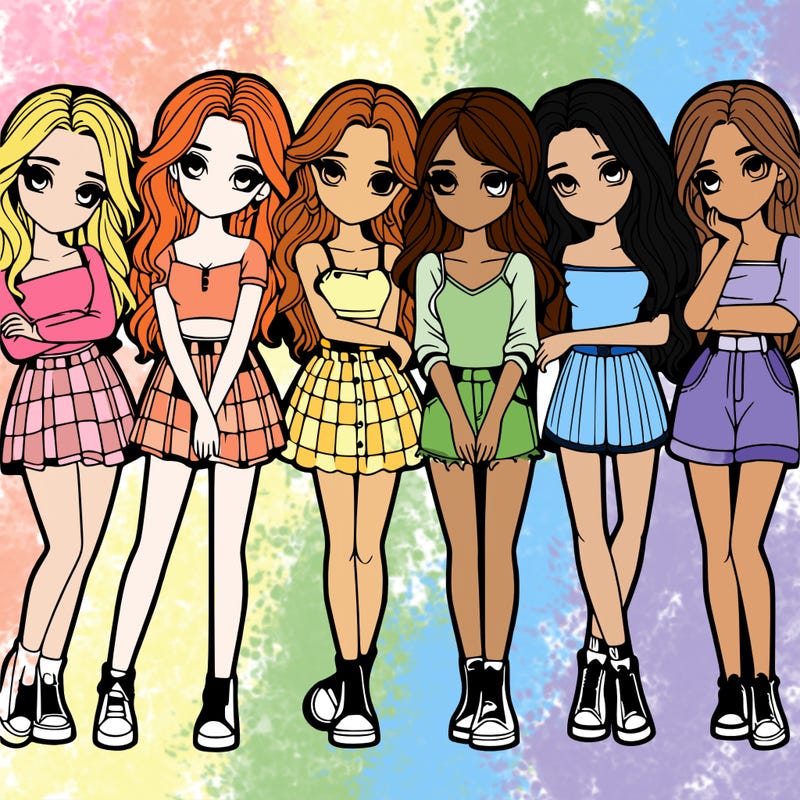 a group of girls realistic