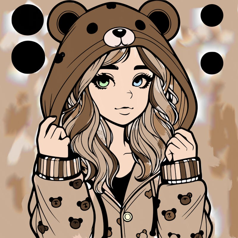 realistic girl in a animal pjs hoodie