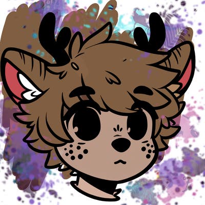 a humanoid deer with soft fluffy ears