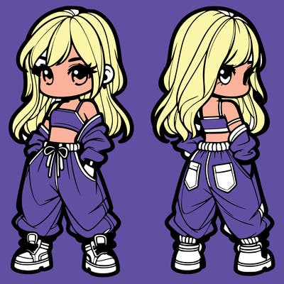 girl in crop top and baggy pants