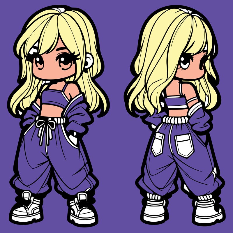 girl in crop top and baggy pants