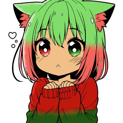 shy anime catgirl