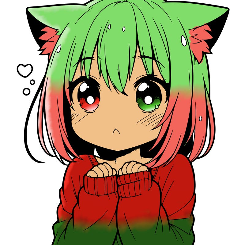 shy anime catgirl