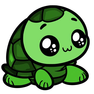 cute little animated turtle