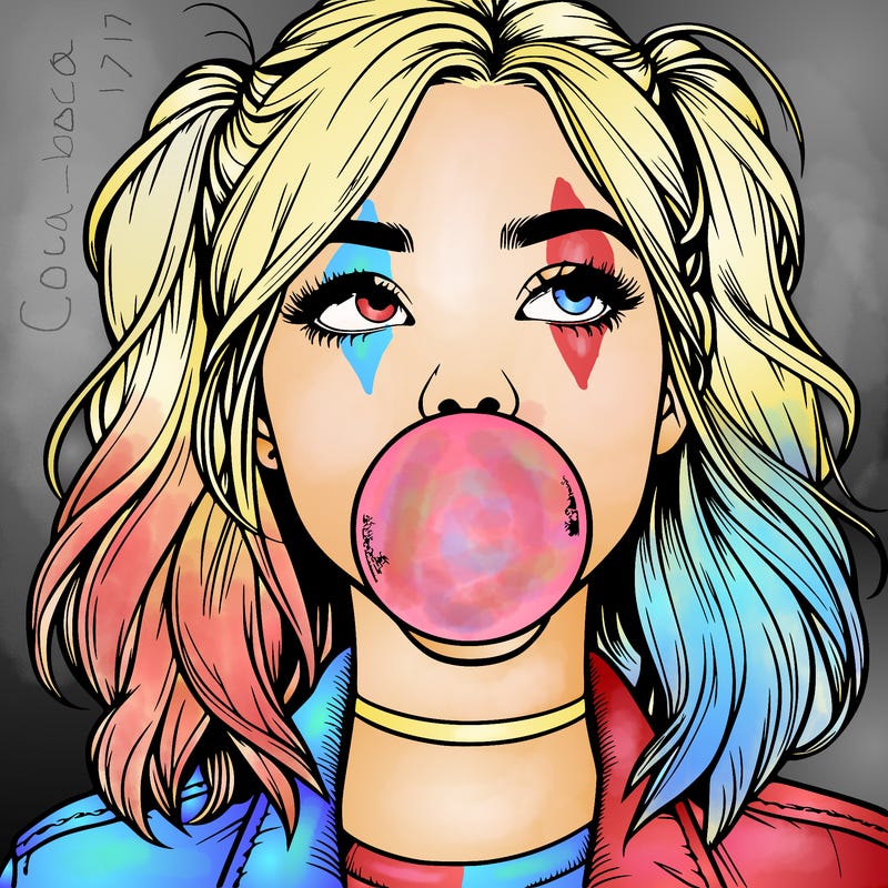 realististic girl blowing bubble -gum