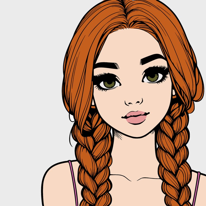 realistic girl with braids
