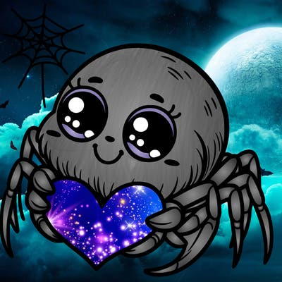 a spider holding a heart
