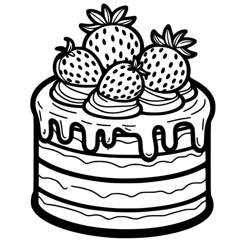 cream cake with strawberries and icing