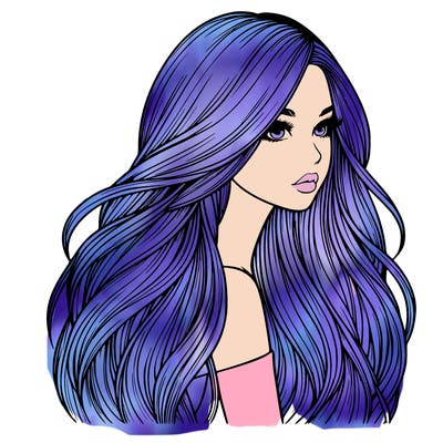 realistic girl with long realistic hair