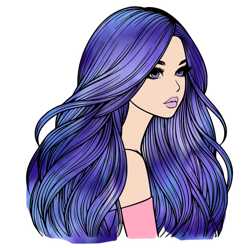 realistic girl with long realistic hair