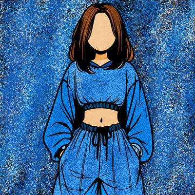realistic girl faceless with baggy pants and a crop top