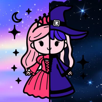 split princess and witch