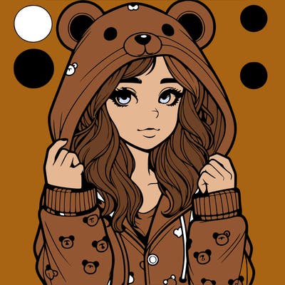 realistic girl in a animal pjs hoodie