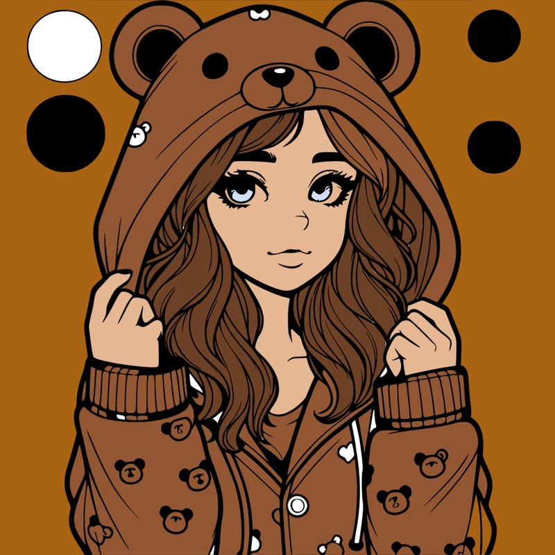 realistic girl in a animal pjs hoodie
