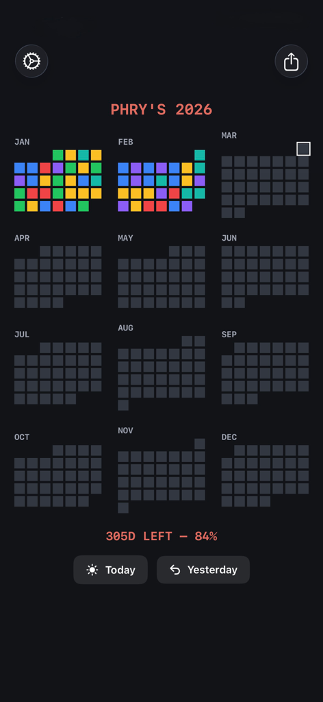 Year Mood Calendar - Year Mood Calendar app showing a colorful year in pixels grid for mood tracking