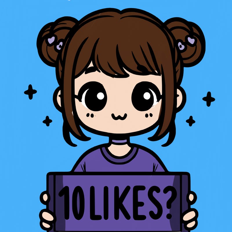 cute girl that is holding a sign that says 10 likes?