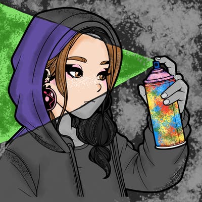 a realistic girl, spray painting