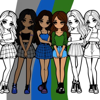 a group of girls realistic