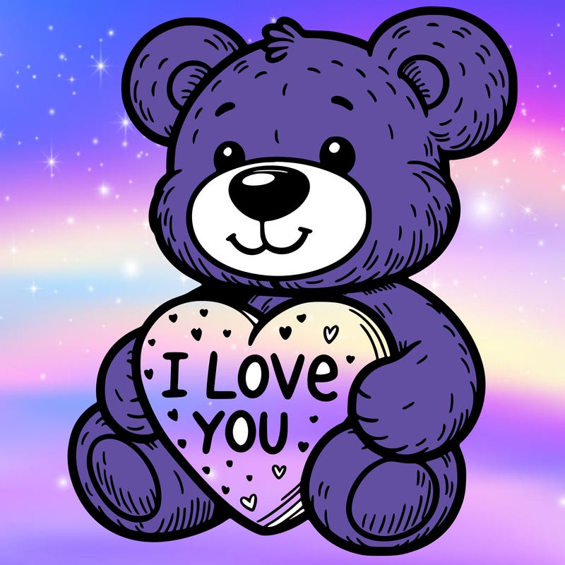 teddy bear holding an i love you heart