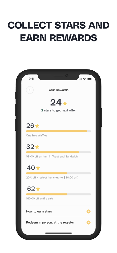 Crave Cookies - On Demand - Pantalla de fidelidad de la app Crave Cookies que muestra puntos de recompensa y el progreso hacia artículos gratuitos