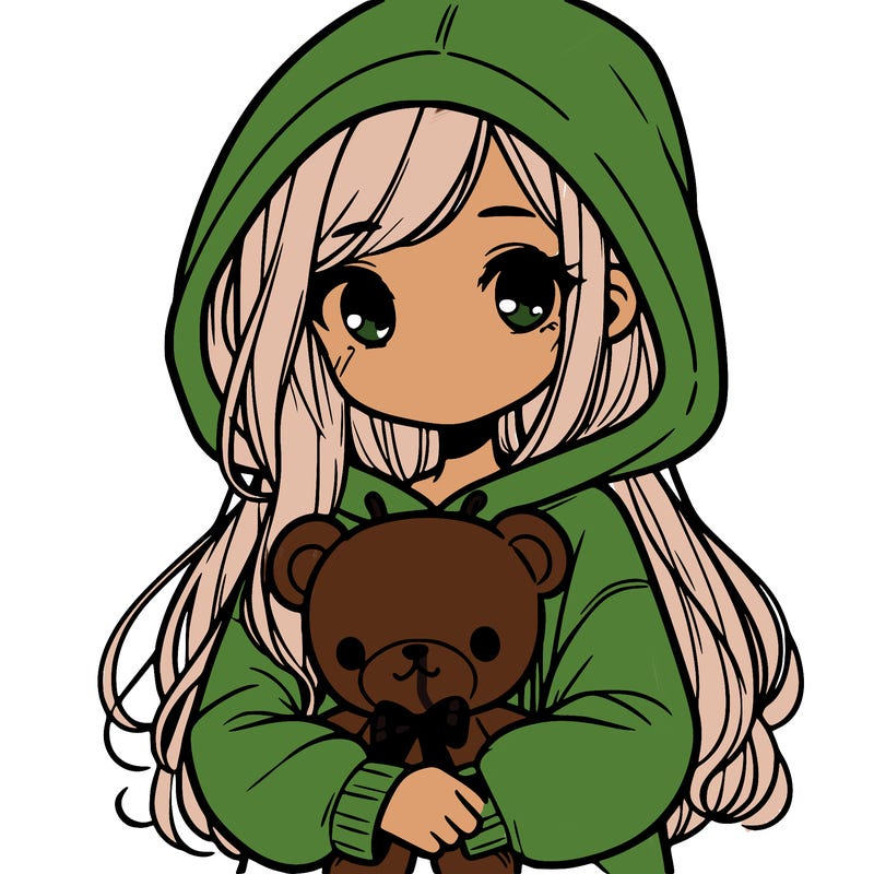 girl with big hoodie and long hair holding teddy bear