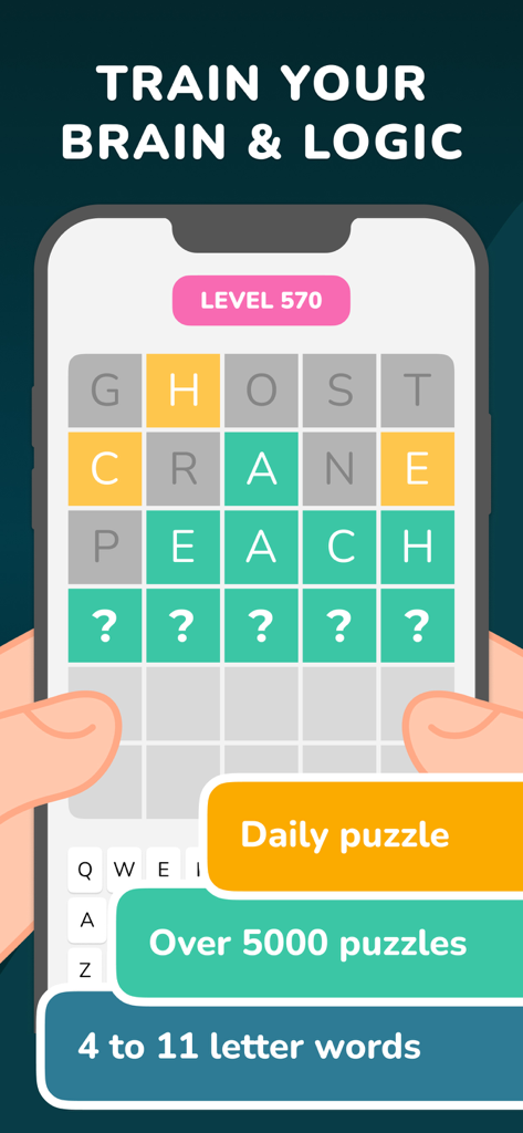 Word Yoga - Unlimited & Daily - Word Yoga game screen displaying word puzzles and brain training features