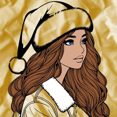 realistic girl in santa hat