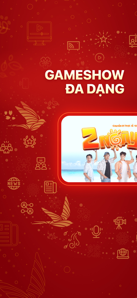 VTVcab ON - Giải trí bất tận - VTVcab ON Mobile App Screenshot zur Bewerbung verschiedener vietnamesischer Gameshows und Reality-TV-Inhalte