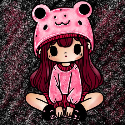 a girl wearing a frog hat and some frog socks