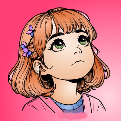 realistic girl looking up