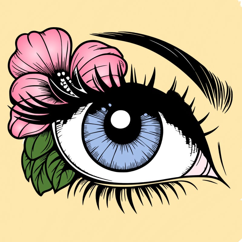 realistic eye with flower