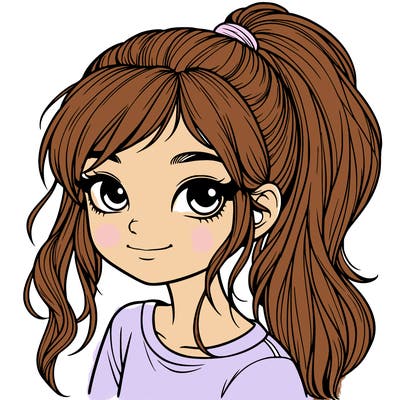 realistic girl with ponytail