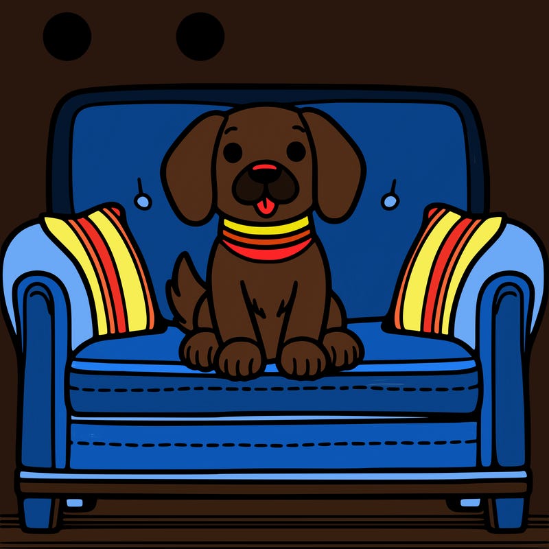 dog sitting on  couch