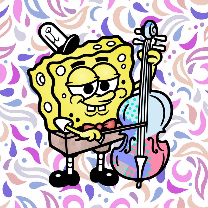 bob esponja playing a cello