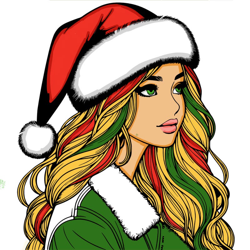 realistic girl in santa hat