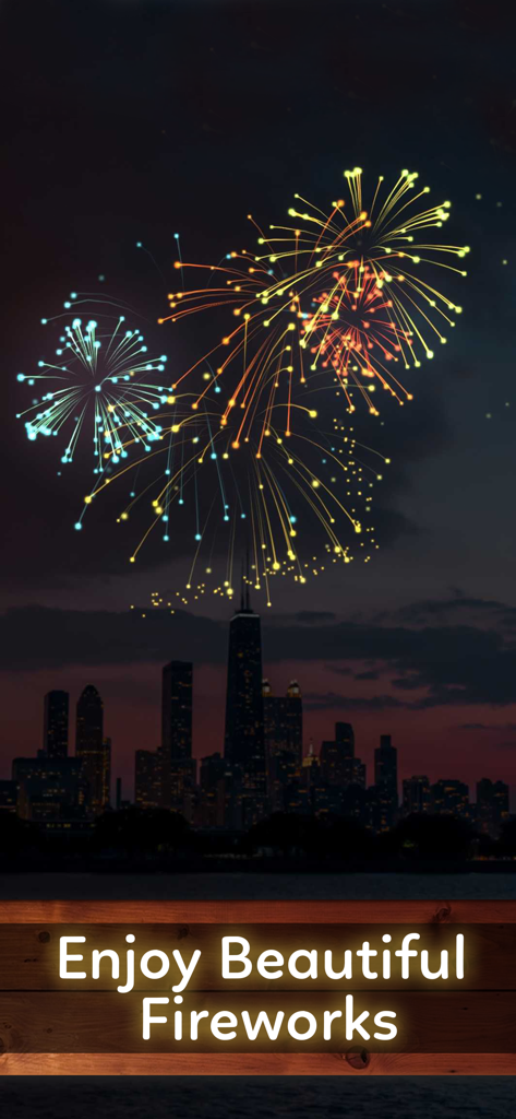 Stress Relief & Relaxing Games - Colorful fireworks bursting over a night city skyline for relaxation.