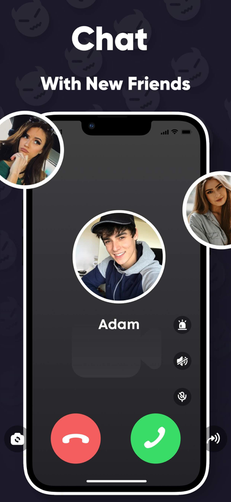 Solar: Video Chat, Meet Girls - Solar app mobile screen showing video call interface and profile pictures of new friends