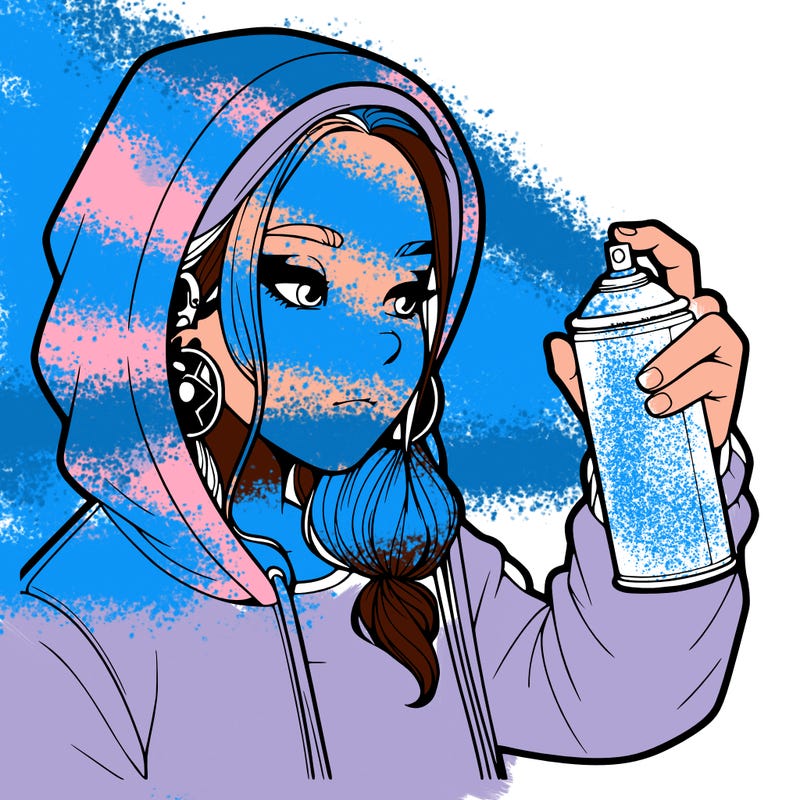 a realistic girl, spray painting