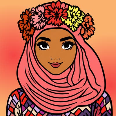 muslim girl with flower crown