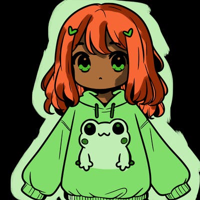 girl wearing frogging sweatshirt