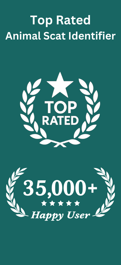 Animal Scat Identifier: Scan - Top rated status and milestone of 35000 happy users for Animal Scat Identifier app
