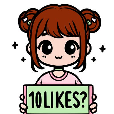 cute girl that is holding a sign that says 10 likes?