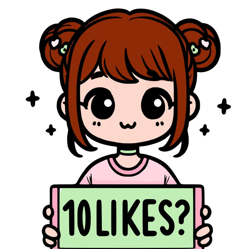 cute girl that is holding a sign that says 10 likes?